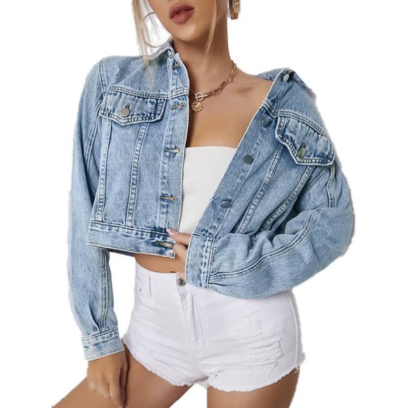 Cali Chic Women's Denim Jacket Celebrity Snow Washed Light Blue - Picture 5 of 6